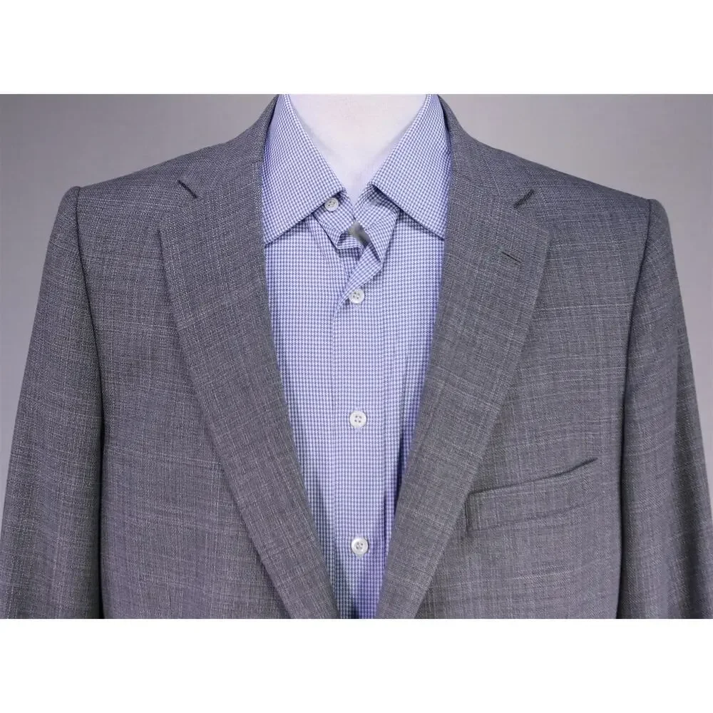 Tom James Custom Tailored Gray Knit Woven Silk 2 Button Blazer Sportcoat 42L